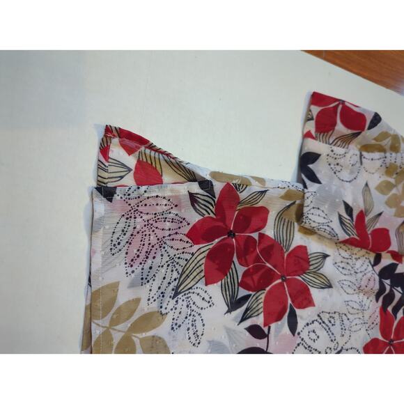 Alfred Dunner women's size 14 Sheer Button up Blouse 3/4 sleeves Red Navy Floral - Picture 4 of 6